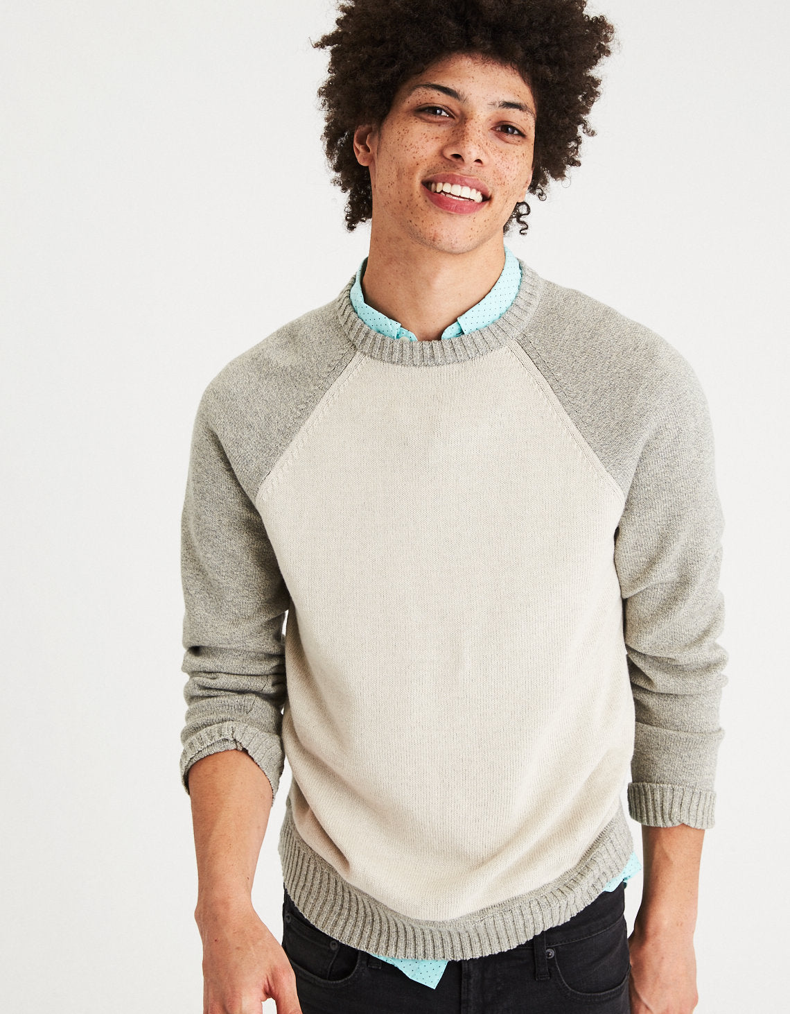 M-Raglan Crew Neck Sweater