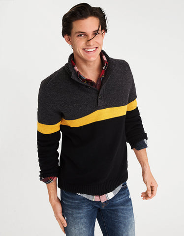 M-Colorblock Mock Neck